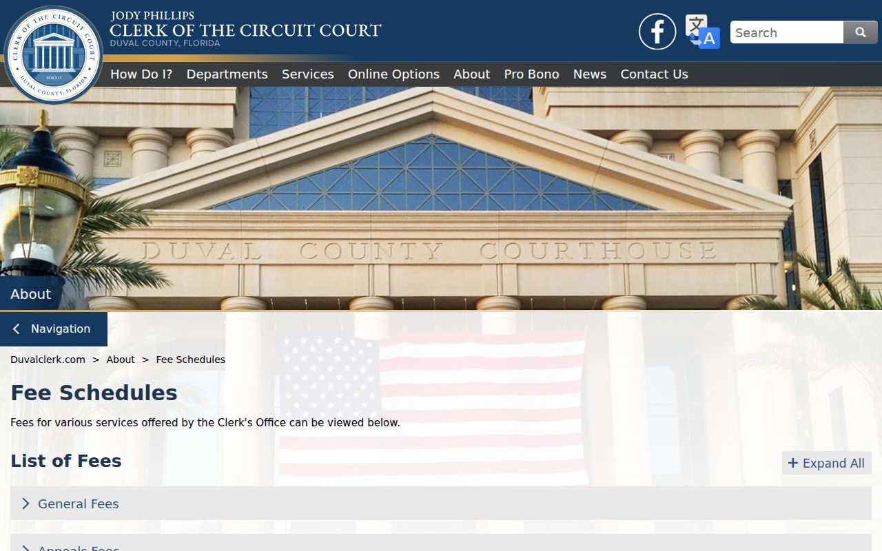 Duval County court case copy and certification fee schedule