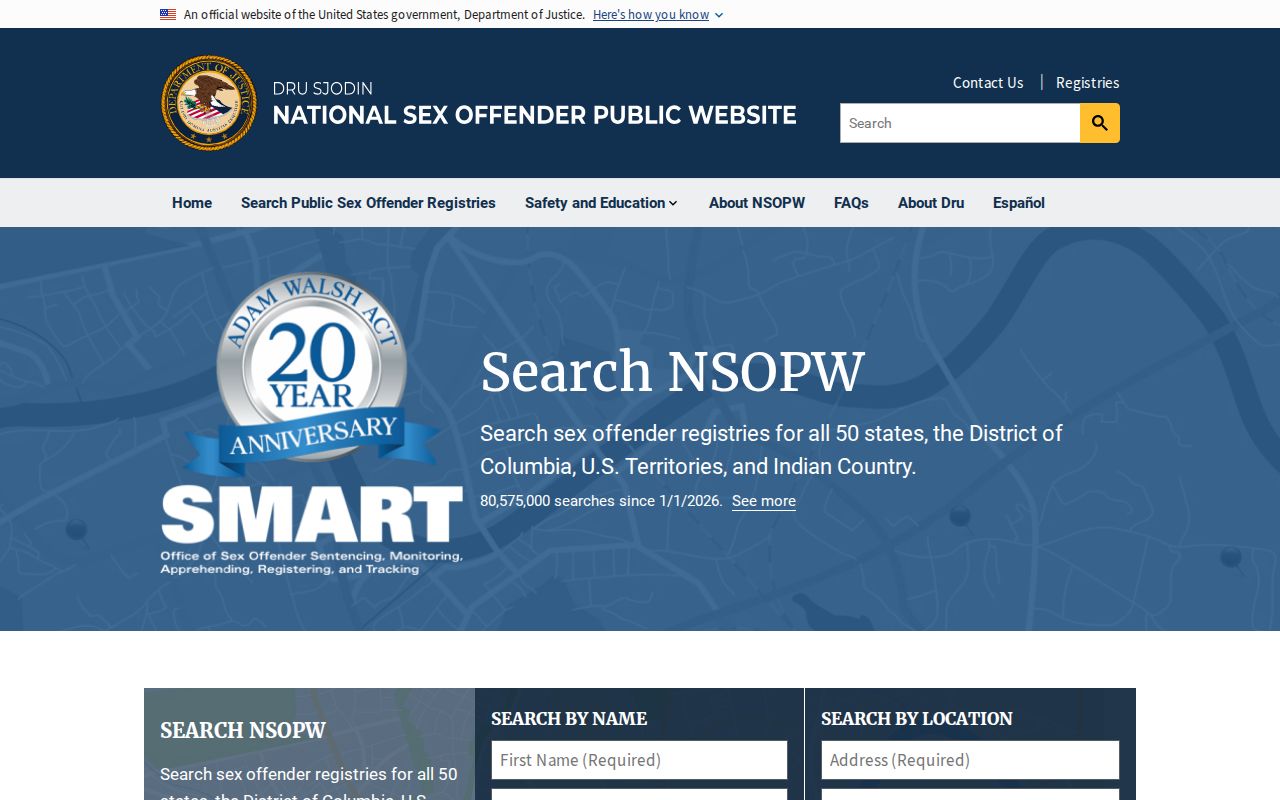 National Sex Offender Public Website search interface